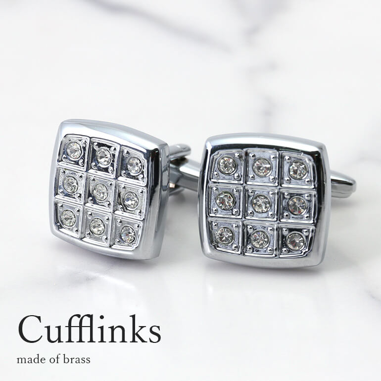 カフス カフスボタン カフリンクス スクエア シルバー ガラス キラキラ ビジネス フォーマル メンズ 紳士用 アクセサリー おしゃれ スーツ ワイシャツ 結婚...