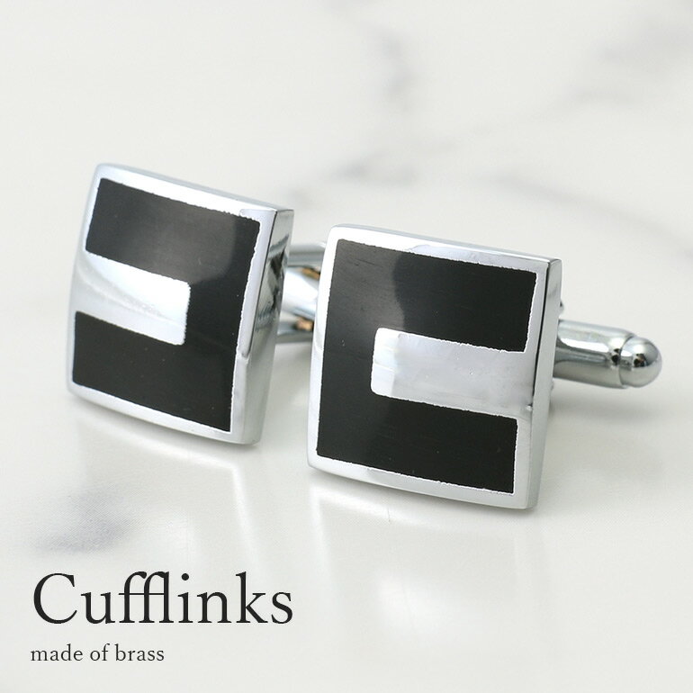 カフス カフスボタン カフリンクス スクエア シルバー ブラック 黒 メンズ アクセサリー 紳士用 ビジネス フォーマル [ ワイシャツ スーツ 結婚式 プレゼ...