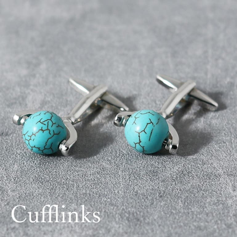 カフスボタン カフリンクス シルバー 真鍮 ターコイズ ブルー 青 メンズ アクセサリー 紳士用 ビジネス フォーマル [ スーツ ワイシャツ 結婚式 プレゼン...