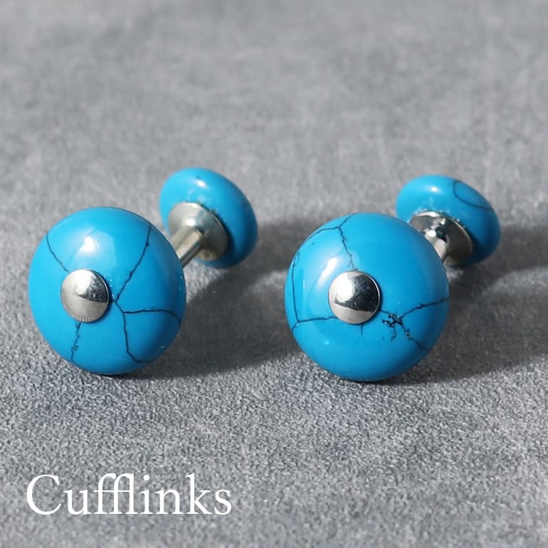カフスボタン カフリンクス ブルー 青 サークル 丸型 メンズ アクセサリー 紳士用 ビジネス フォーマル [ ワイシャツ スーツ 結婚式 プレゼント ギフト ...