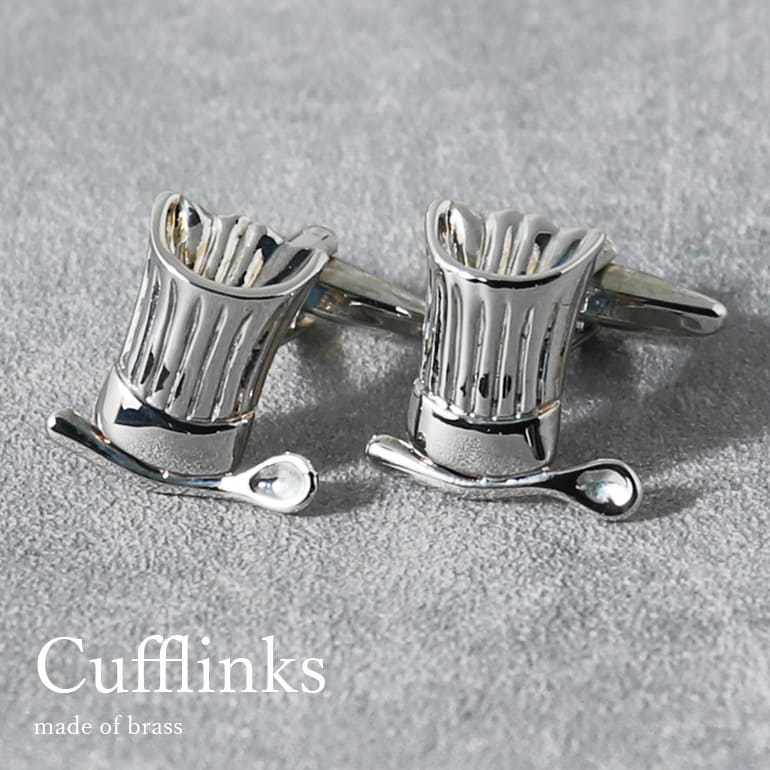 カフスボタン カフリンクス コック帽 スプーン 料理人 シェフ 真鍮 メンズ アクセサリー 紳士用 ビジネス フォーマル [ ワイシャツ 結婚式 プレゼント ギ...