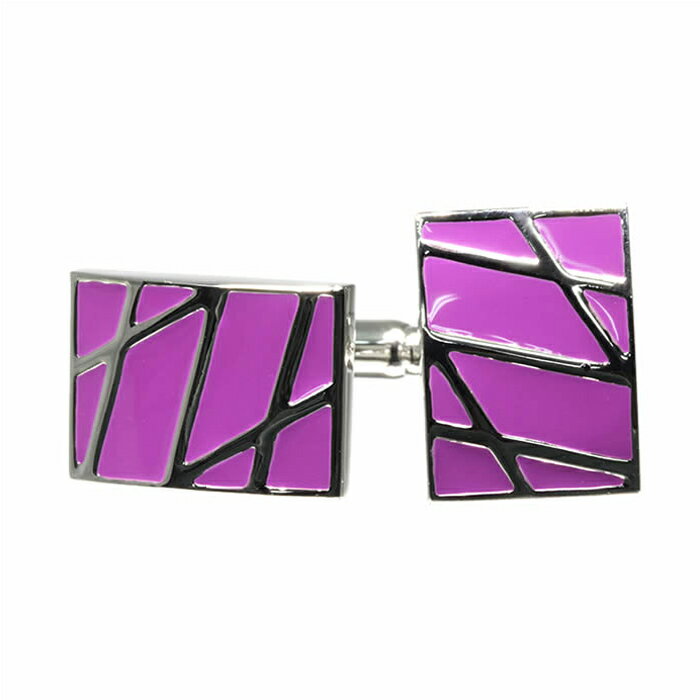 カフスボタン パープル シルバー 長方形 ライン 幾何学 cufflinks 真鍮 カフリンクス メンズ アクセサリー 紳士用 CF-150488 ギフト プレ...
