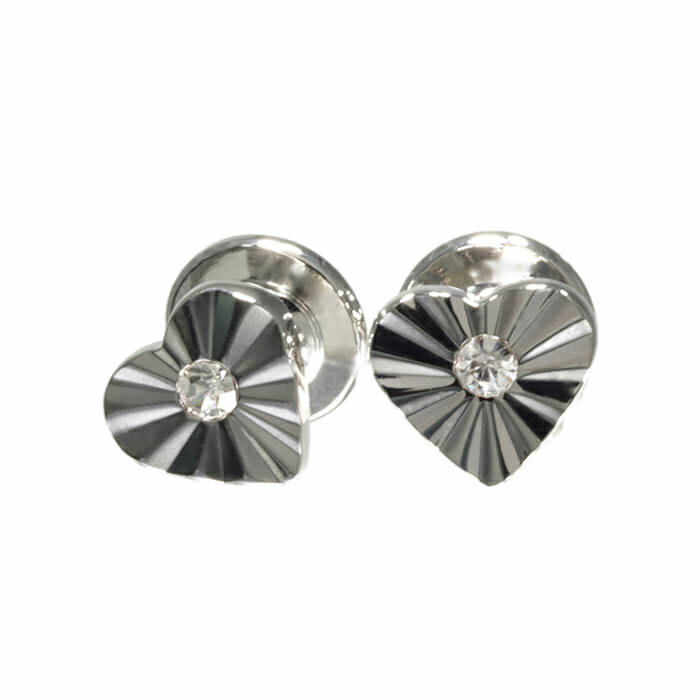 カフスボタン ハート クリスタル カフリンクス シルバー 紳士用 メンズ アクセサリー ビジネス フォーマル スーツ ワイシャツ ギフト プレゼント 父の日 誕...