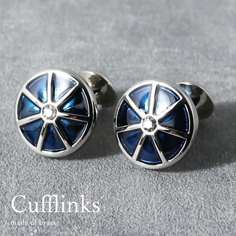 カフスボタン みかん 蜜柑 オレンジ ブルー エナメル ラウンド カフリンクス 紳士用 メンズ アクセサリー ビジネス フォーマル スーツ ワイシャツ ギフト ...