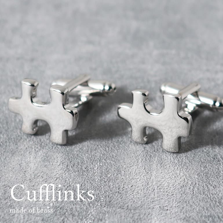 カフスボタン カフリンクス ジグソーパズル パズル ピース シルバー メンズ アクセサリー 紳士用 スーツ ワイシャツ ビジネス フォーマル 冠婚葬祭 結婚式 ...