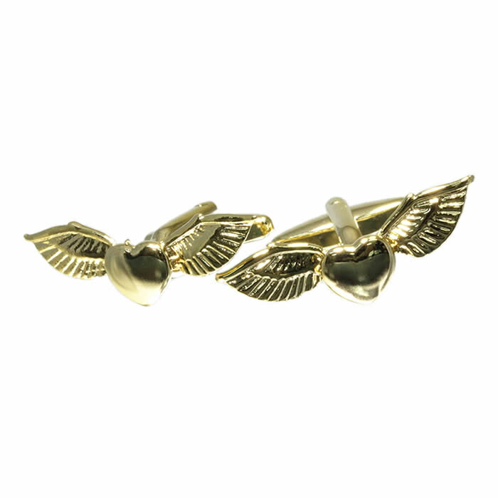 カフスボタン ハートの翼 ゴールド カフリンクス 紳士用 メンズ アクセサリー cufflinks CF-156629 ビジネス フォーマル ギフト プレゼント 父の日 誕生日 お祝い 入学 入社 就職 【メール便送料無料】[M便 1/30]