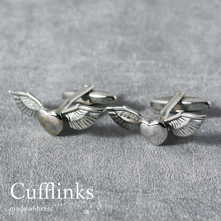 カフスボタン ハートの翼 シルバー ハート ウィング 羽 cufflinks カフリンクス 紳士用 メンズ アクセサリー 真鍮 CF-156635 ギフト プレ...