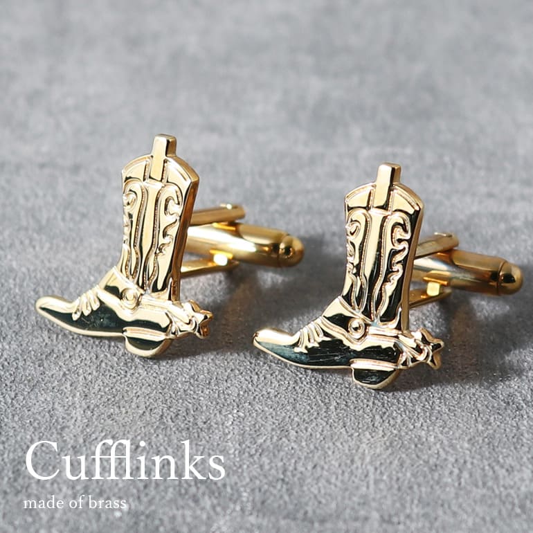 カウボーイブーツ ゴールド＆ブラック マカロニウエスタン[cufflinks]カフスボタン(カフリンクス)についてカフスボタン(カフリンクス)とは、Yシャツやドレスシャツの袖口を留めるためのアクセサリーです。日本ではカフスボタン、またはカフ...