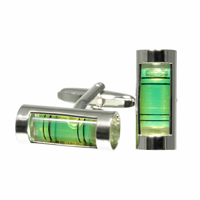 カフスボタン 液体入りシリンダー グリーン シルバー 真鍮 cufflinks カフリンクス 紳士用 メンズ アクセサリー CF-550142 ギフト プレゼン...
