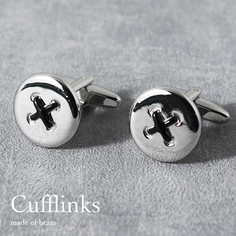 カフスボタン カフリンクス ボタン型 シルバー 銀 真鍮 ビジネス フォーマル メンズ 紳士用 アクセサリー [ ワイシャツ スーツ 結婚式 プレゼント ギフト...
