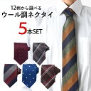 ウール調ネクタイ 選べる5本セット ネクタイ 自由に選べる 洗える ウォッシャブル 8cm幅 レギュラーネクタイ メンズ 紳士用 ビジネス フォーマル [ 赤 ...