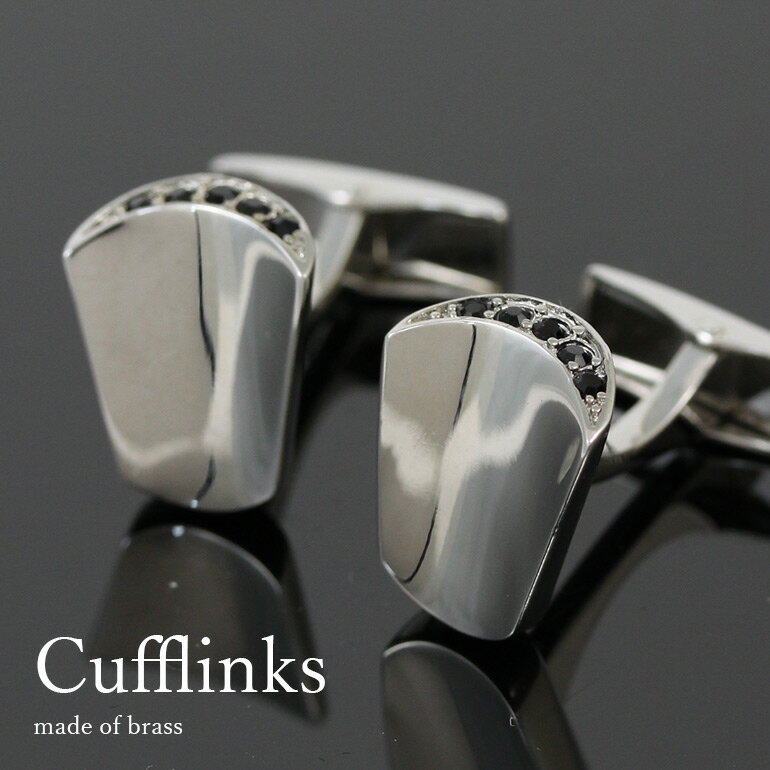 カフス カフスボタン カフリンクス ストーン ブラック 黒 シルバー 真鍮 メンズ アクセサリー 紳士用 ビジネス フォーマル [ ワイシャツ スーツ プレゼン...