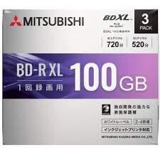 三菱化学メディア 4倍速対応BD-R XL 3枚パック 100GB ホワイトプリンタブル VBR520YP3D1