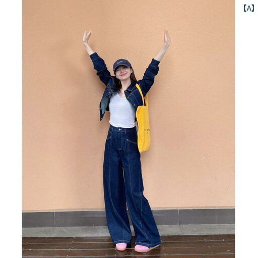 デニム スタイル レディース 女性用 レトロ デニムスーツ 2025年 早春 高級 風 ブルー カジュアル ジャケット ワイド レッグ パンツ ツーピース スーツ デニム スタイル レディース 女性用 レトロ デニムスーツ 2025年 早春 高級 風 ブルー カジュアル ジャケット ワイド レッグ パンツ ツーピース スーツ