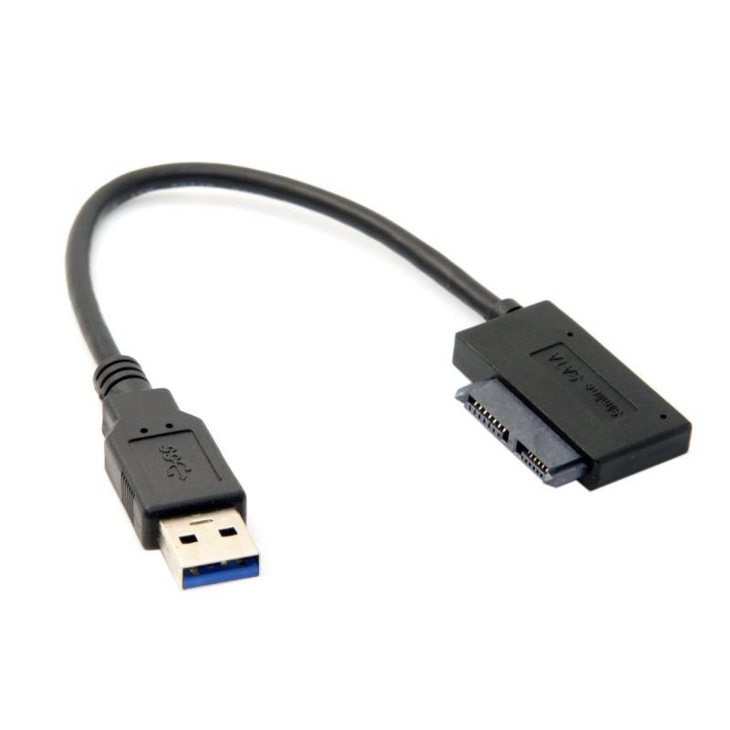 JSER Xiwai USB 3.0 - 7+6 13ピン スリムライン SATA アダプターケーブル ノートパソコン CD DVD ROM 光学ドライブ用USB 3.0 - 7+6 13ピン スリムライン SATA アダプターケーブル ノ...