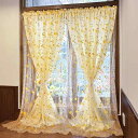 カーテン レース インテリア フレンチ 小さい さわやか 花柄の 田園 風 カーテン 二 重層 ワンピース パンチ フリー ドア 刺繍入り ガーゼ ショート