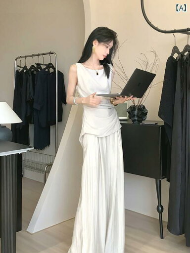 スーツ ツーピース レディース レディース 寒くて 塩辛い スーツ の ノースリーブトップ ティー 衣装 ワイド レッグ パンツの 完全な セット ツーピース スーツ ツーピース レディース レディース 寒くて 塩辛い スーツ の ノースリーブトップ ティー 衣装 ワイド レッグ パンツの 完全な セット ツーピース