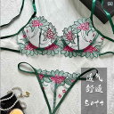 インナー レディース ナイト 欧米の 薄型 スポンジ フリー 透明 ブラジャー ワイヤー ギャザー 刺繍 セクシー 下着 レディース 3点 セット