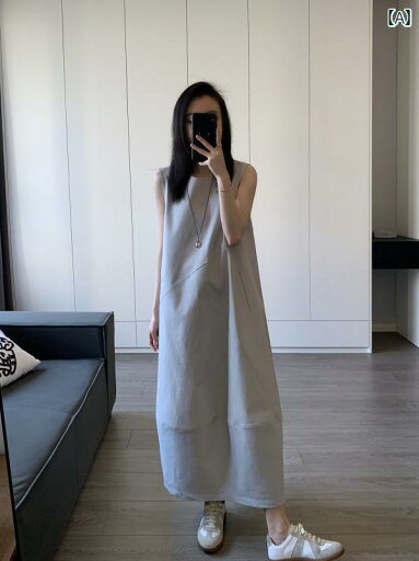 スカート ドレス ノースリーブ Awencoat ラウンドネック ベスト ドレス 女性 夏 韓国 ノースリーブ スリム ロング スカート 2025 スカート ドレス ノースリーブ Awencoat ラウンドネック ベスト ドレス 女性 夏 韓国 ノースリーブ スリム ロング スカート 2025