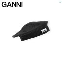ベレー帽 レディース かわいい 【 サプライズ初 入荷】 GANNI レディース ブラック リブニット 帽 ウール ハット ベレー A 4430099