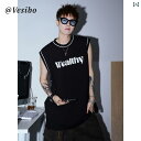 ノースリーブ タンクトップ メンズ メンズ向け アメリカン バスケットボール スポーツ ベスト 夏の レター プリントノースリーブ Tシャツ ストリート スタイ...