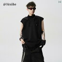 ノースリーブ タンクトップ メンズ メンズ ストリート スタンドカラー ベスト 夏の 取り外し 可能 フード付き ノースリーブ Tシャツ アメリカン クールな ...