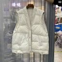ダウン ベスト レディース ステーション 2024 秋冬 ベージュ ダウン ベスト レディース Vネックな 薄手 ゆったり ウエスト コート ジャケット