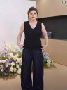 Vネック キャミソール ノースリーブ ジャ ジア 大きめ サイズレディース 服 Vネック カバー サイドブレ スト ボトム ベスト 女性 夏 mm スーパー スリミング インナーウェア 無地 サスペンダー