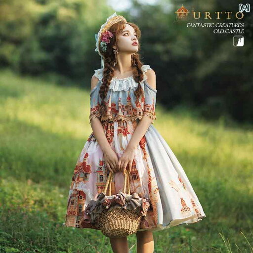 ロリータ ドレス コスプレ urtto ロリータドレス 油絵 風 ガウディ 小さい 家 シフォンプリント 春夏 ロリータ ドレス コスプレ urtto ロリータドレス 油絵 風 ガウディ 小さい 家 シフォンプリント 春夏