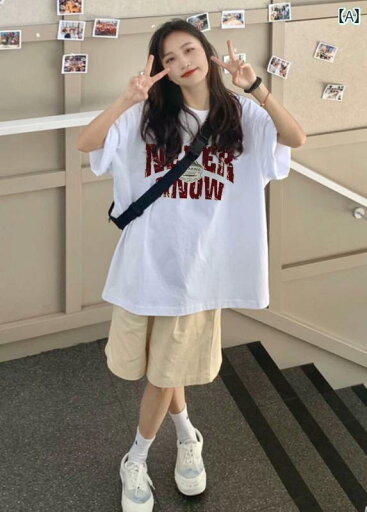 Tシャツ レディース Tシャツ レディース 綿の 白い 半袖 Tシャツ. レター プリント. アメリカン レトロ. 夏の ブランド . な トップス。 Tシャツ レディース Tシャツ レディース 綿の 白い 半袖 Tシャツ. レター プリント. アメリカン レトロ. 夏の ブランド . な トップス。