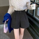 ショート ハーフ パンツ 秋冬用 レディース ウール ショート パンツ ハイウエスト 大きいサイズ ワイド レッグ 小さい サイズ aライン ブーツ ブーツ