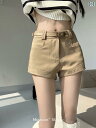 ショート ハーフ パンツ コットン ビレッジ ベーシック ベルト ショーツ レディース 秋 ホット ガールズ ハイエンド スリミング カジュアル カーキ パ...