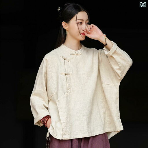 レディース シャツ トップス 瞑想服 レディース 2025 春秋 コットンリネン トップス ゆったり 長袖 シャツ レトロ ボタン スタンドカラー 斜め ティー 服 レディース シャツ トップス 瞑想服 レディース 2025 春秋 コットンリネン トップス ゆったり 長袖 シャツ レトロ ボタン スタンドカラー 斜め ティー 服
