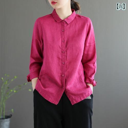 レディース シャツ トップス 春秋 リネンシャツ シングルブレストな ラミー 長袖 シャツ mm 薄手 ゆったり コットンリネン トップス レディース シャツ トップス 春秋 リネンシャツ シングルブレストな ラミー 長袖 シャツ mm 薄手 ゆったり コットンリネン トップス