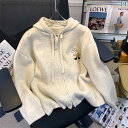 パーカー フード付き ニット 春の 季節に 優しい レディース ライト グレー フード付き セーター カーディガン ミルク フフ コート 小さい サイズ ゆった...