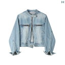 フリース トップス ジッパー CIVICERA デニム ショート ジャケット レディース アメリカン レトロ ダブル ジッパー スタンドカラー トップス