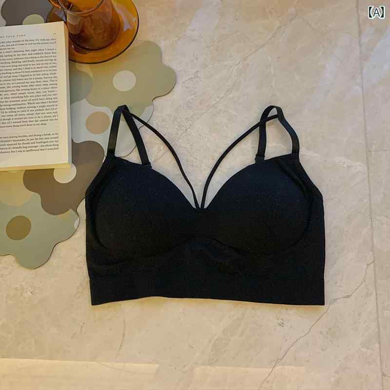 キャミソール　トップス　レディース 女性用 パッド入り 胸元 小さめ キャミソール 夏用 インナーウェアと アウターウェア 魅惑的 ギャザー入り 美 バックブラ 一 体型 下着 チューブ トップ(4)