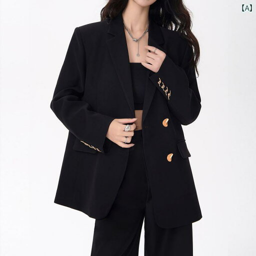 ビジネス スーツ ジャケット 女性用 韓国 ブラック スーツ ジャケット 2025夏 スモール ホット ガール ゆったり ビジネス スーツ ジャケット 女性用 韓国 ブラック スーツ ジャケット 2025夏 スモール ホット ガール ゆったり