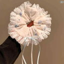 アクセサリー ヘア 雑貨 韓国 青い リボン レースの 大腸 ヘア バンド レディース ハイエンドな センスの 特大 ボール ヘッド タイ ロープ ドレス