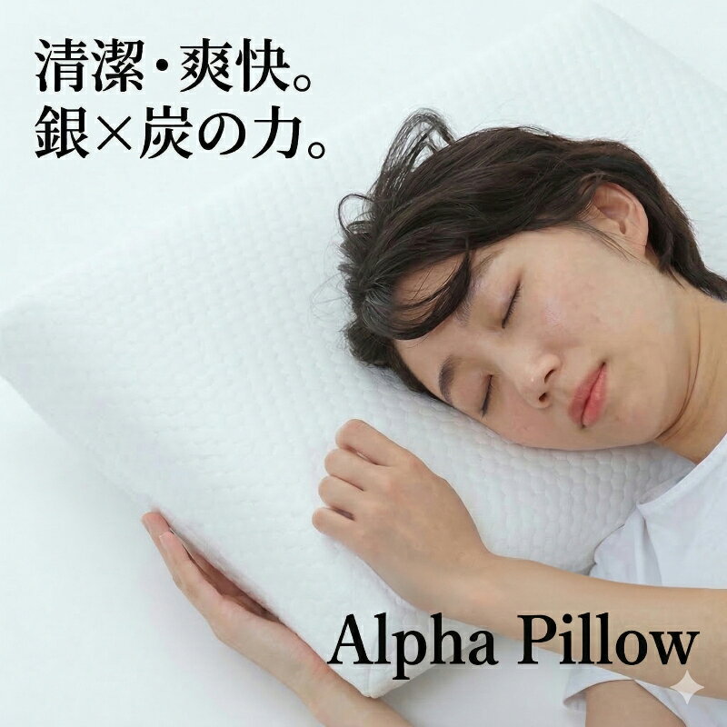 竹炭枕 - 【限定ポイント3倍 】 Alpha Pillow 枕 シルク 蒸れない 竹炭 活性炭 防カビ 姿勢 60 x 40 x12cm 大きめ 大きいサイズ 大きい ワイド 女性 男性 高め 父の日 ニオイ なめらか シルクタッチ 肌にやさしい