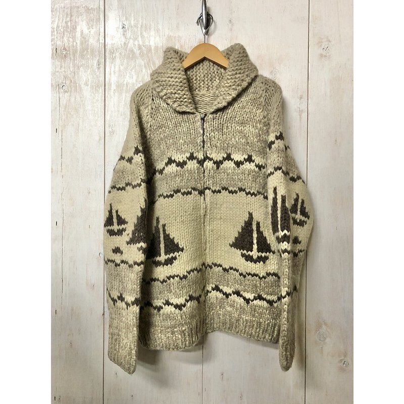 【USED】(ユーズド)LIGHTNING ZIP 60'S Cowichan sweater 60年代 カウチンセーター 191206KNITO06