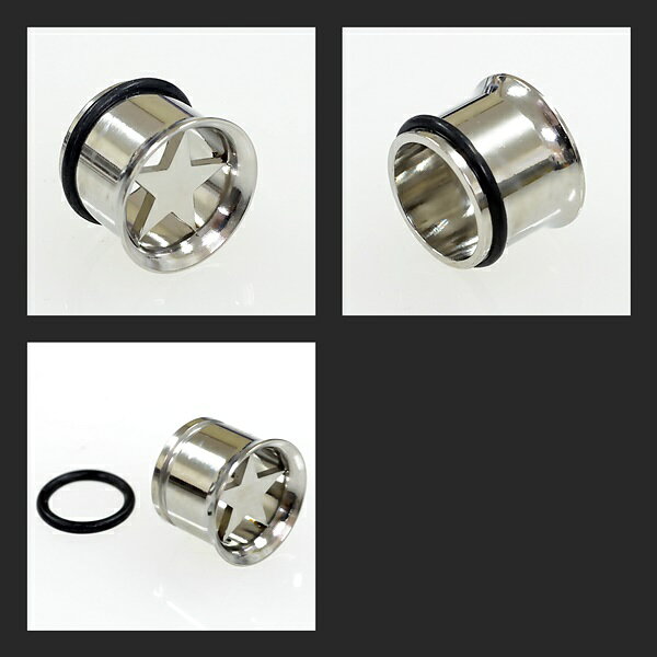 BK-martのボディピアス スター 星 12mm シングルフレアアイレット サージカルステンレス ホールピアス ボディーピアス｜アングル2