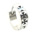 トリプルブラックアイアンクロス(黒鉄十字) フープピアス/リングピアス【13mm】サージカルステンレス/片耳売り /メンズアクセサリー/レディースアクセサリー/...