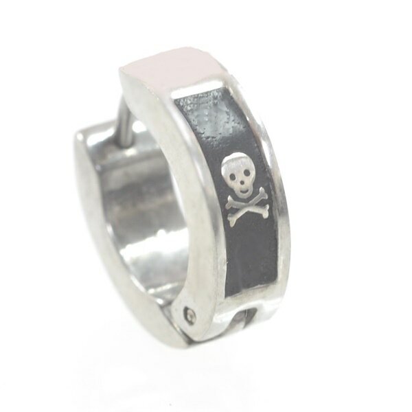 ピアス フープピアス リングピアス 13mm ドクロ ガイコツ サージカルステンレス 片耳売り イヤリング