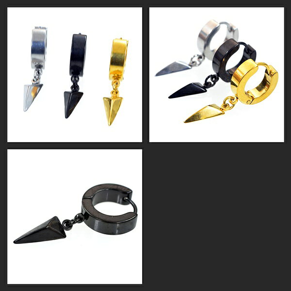 フープピアス 短剣 クナイ リングピアス 13mm サージカルステンレス 片耳売り メンズアクセサリー レディースアクセサリー イヤリングの商品画像 2