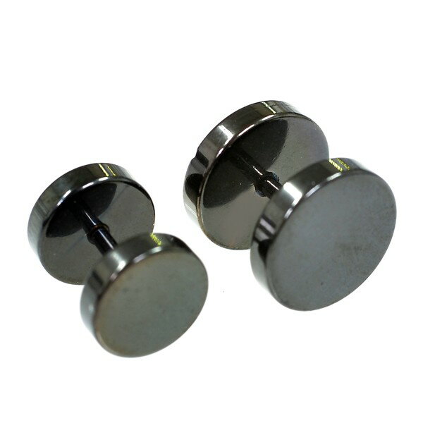 ボディピアス フェイクプラグ ストレートバーベル 16G プレート型 カーヴィング ブラックカラー シングルピアス 軟骨ピアス 片耳1個売り