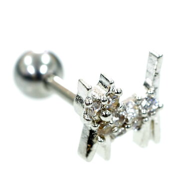 猫/ネコ/ねこ ジュエル ストレートバーベル/軟骨ピアス【16G】サージカルステンレス316L(ボディピアス/ボディーピアス)16ゲージ/1.2mm