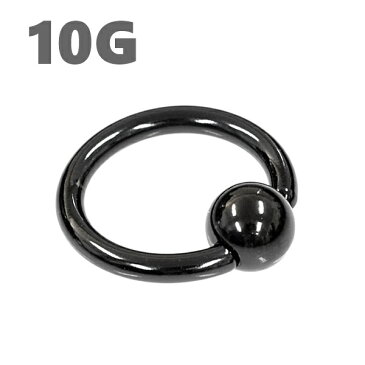 キャプティブビーズリング ブラックカラー 【10G/2.5mm】内径12mmXボール6mm（ボディピアス/ボディーピアス）