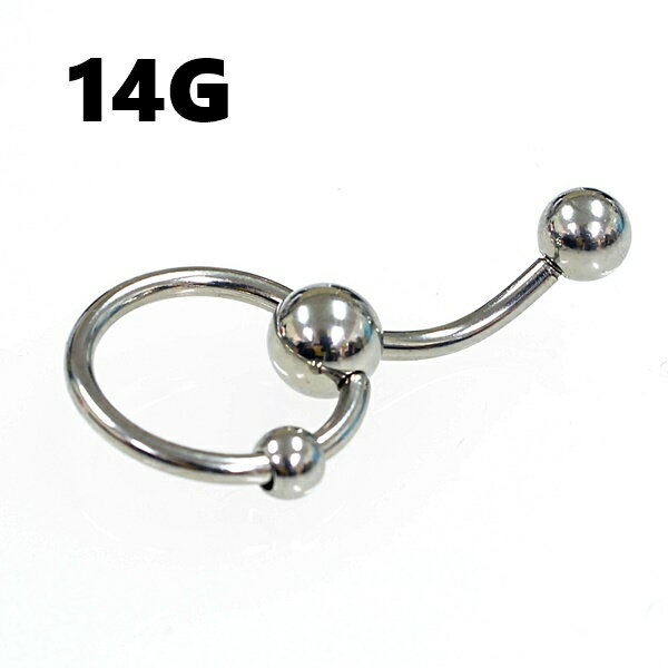 ボディピアス へそピアス 14G へそピ ボディピアス バナナバーベル アイブロー 14G 1.6mm ステンレス