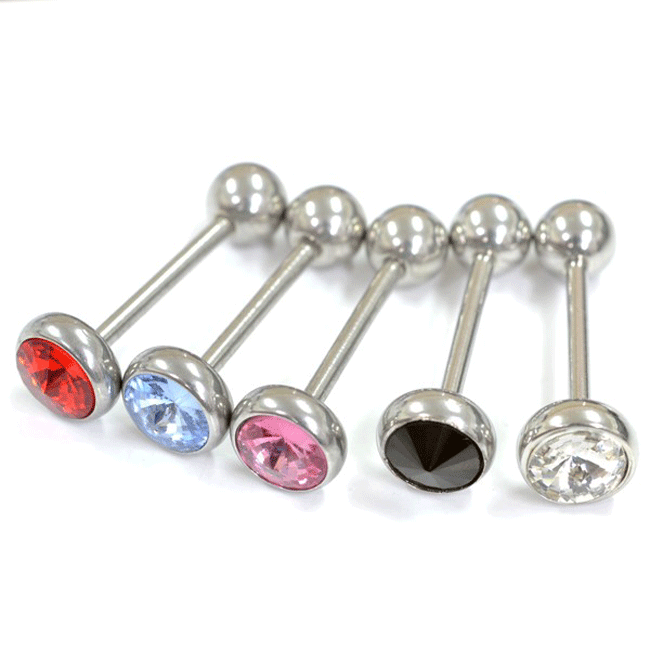 ボディピアス 舌ピアス 口用 唇用 ストレートバーベル 14G BIG ジュエル サージカルステンレス 316L